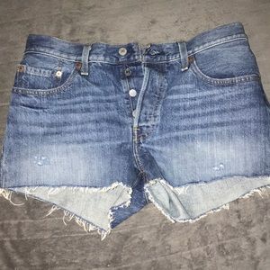 high rise denim shorts